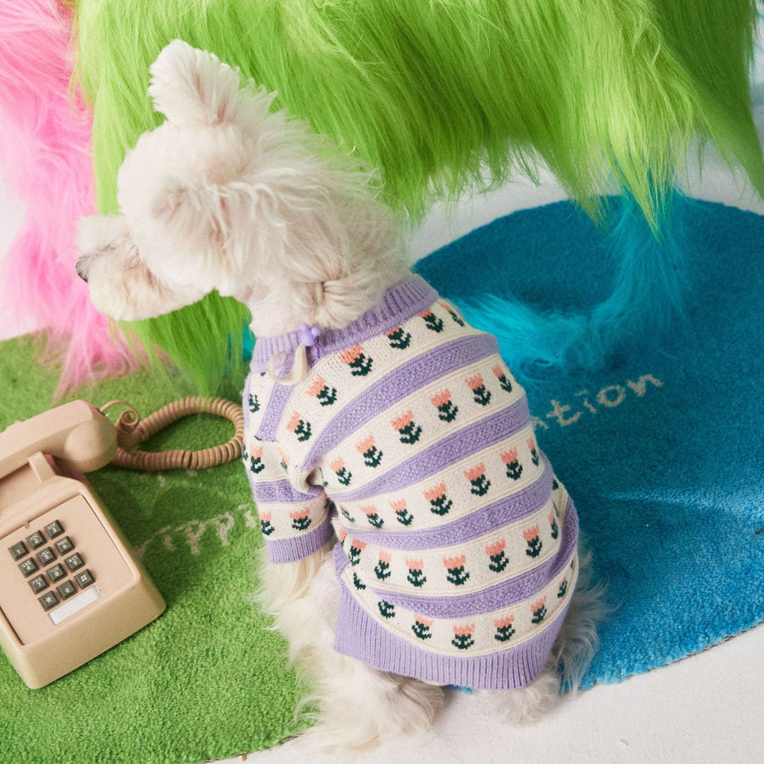 Purple Flower Pet Dog Sweater