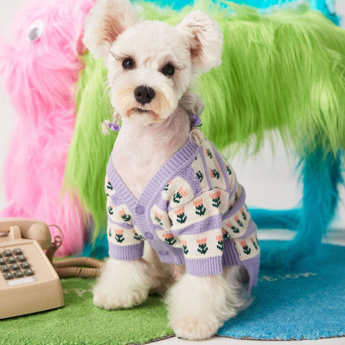 Purple Flower Pet Dog Sweater
