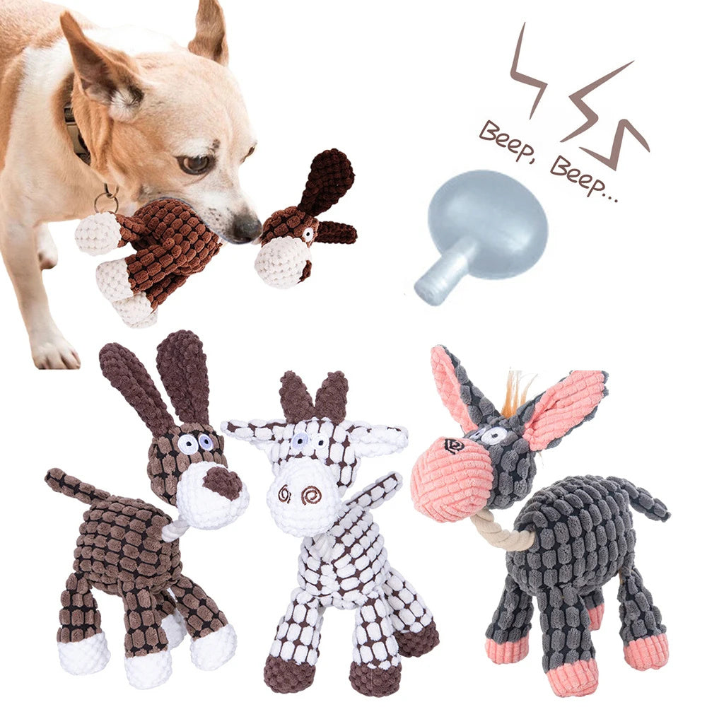 Pet Toy Donkey Shape Corduroy Chew Toy
