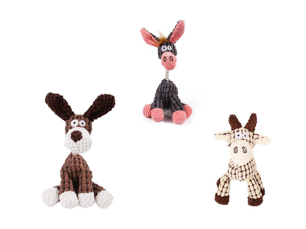 Pet Toy Donkey Shape Corduroy Chew Toy