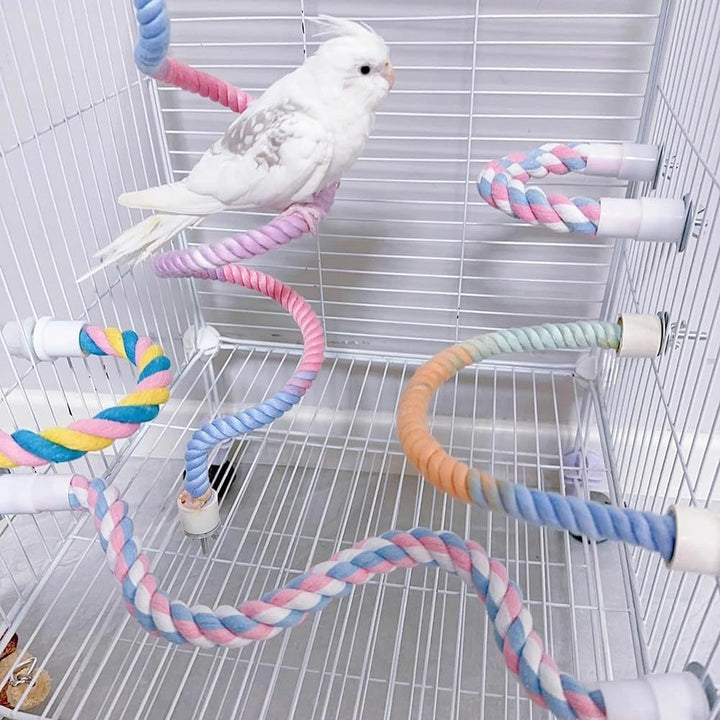 Gradient Colorful Bird Rope Perch Stand